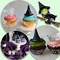 Witch Hat and Crown Cake Topper, 17 PCS Witch and Princess Theme Cupcake Toppers, Mini Witch Hat Silver Alloy Crown for Pink and Green Party Decorations Birthday Cake Supplies
